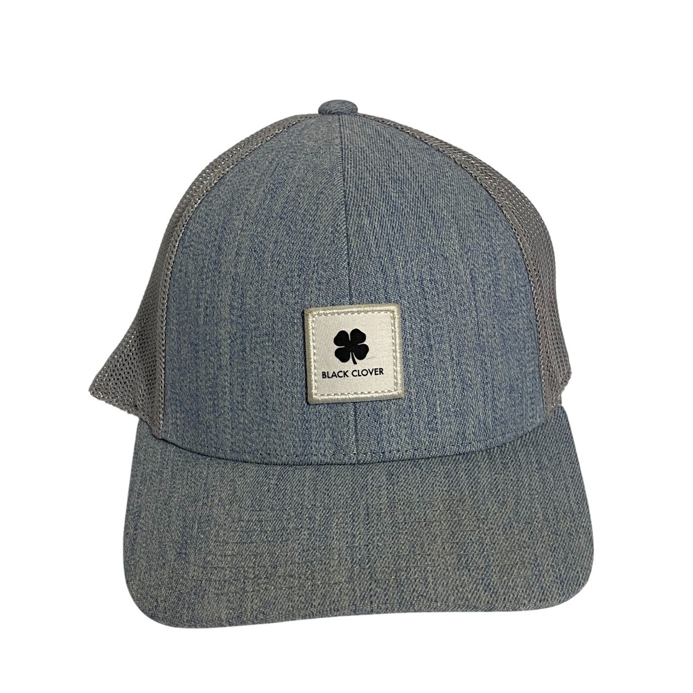 Black Clover Live Lucky Mens Blue Heathered Trucker Hat Snapback Flexfit 110 Cap